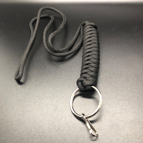 Id Lanyard Black Paracord Key Chain Badge Necklace 18" - Picture 5 of 10